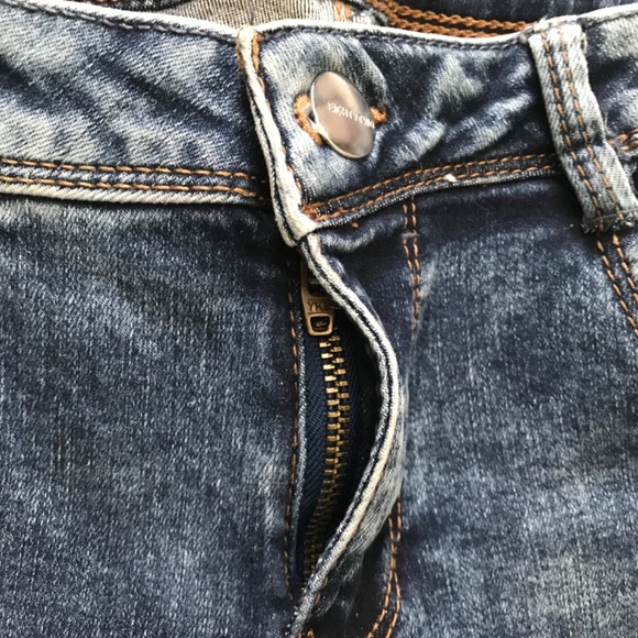 EightyTwo Denim Acid Wash Skinny Ankle Jeans Size 5 Pockets Dark Blue Distressed - Picture 9 of 16